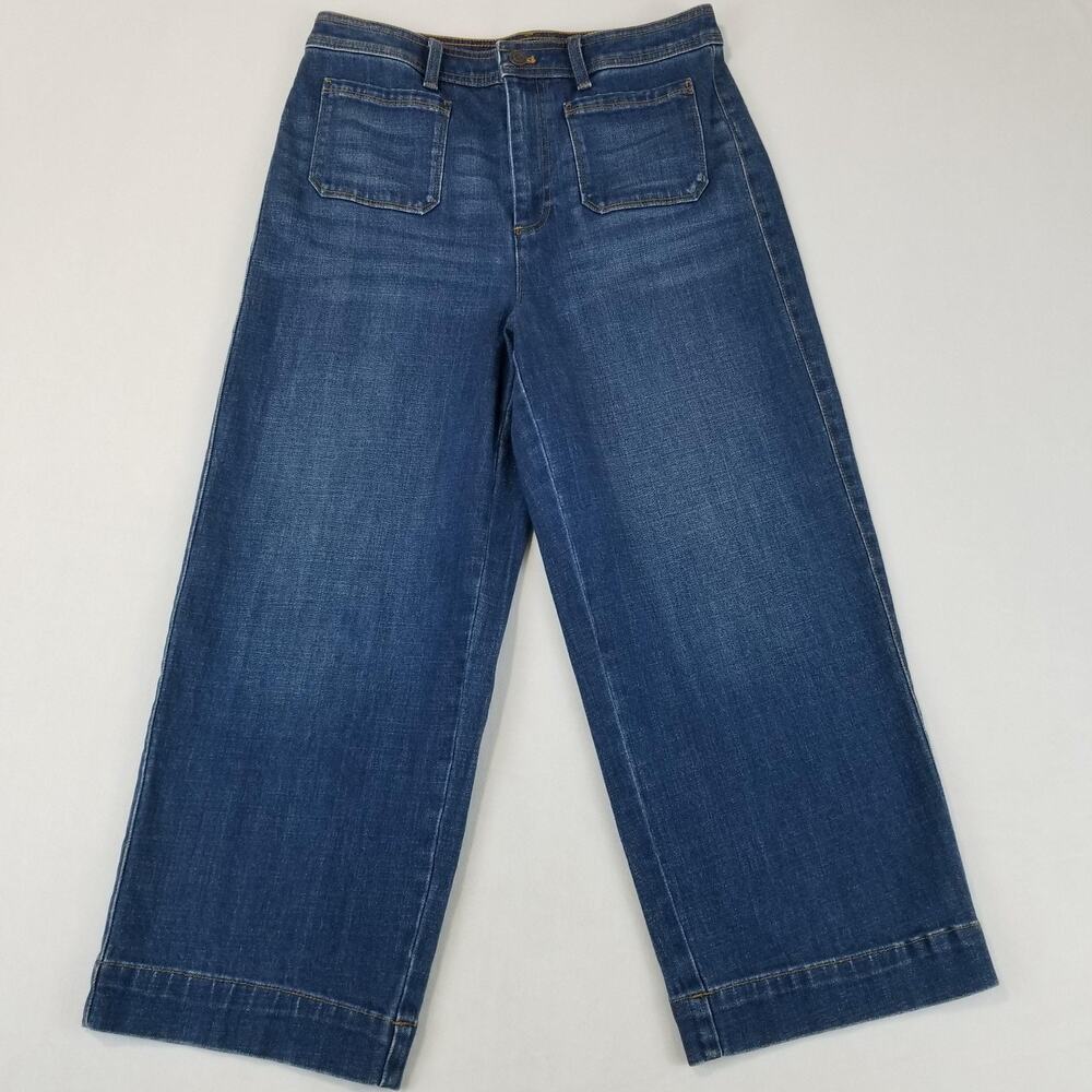 Talbots Jeans Womens 6 Blue High-Waist Wide Crop Flawless Stretch Denim Pants